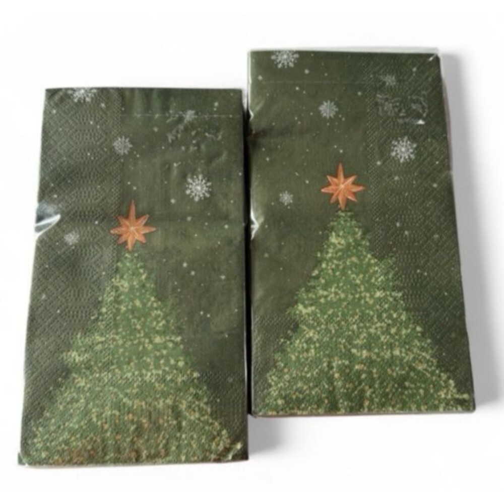 Christmas Tree Hand Towels Paper Buffet Napkins Party 2 Pk 16 ea Green Decoupage